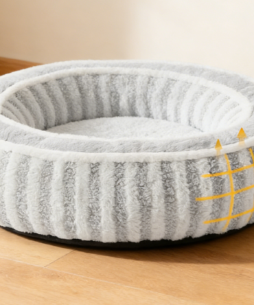Pet Round Bed - Washable Non-Slip Soothing Sleep Dog Cat Bed