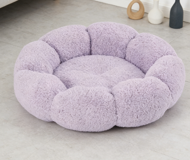 Flower Pet Round Bed - Fluffy Non-Slip Machine Washable Donut Dog Bed - Image 2