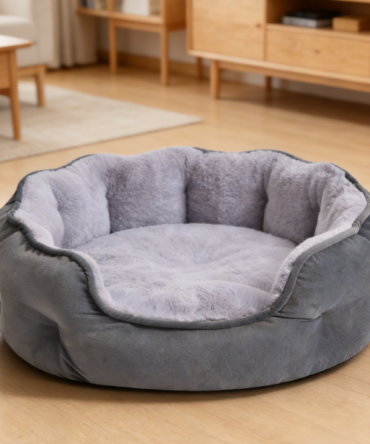 Basic Pet Round Bed - Washable Non-Slip Plush Round Dog Cat Bed