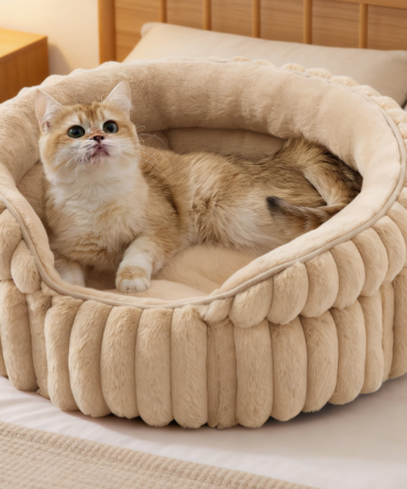 Corduroy Pet Round Bed - Ultra Soft Non-Slip Washable Round Cat Bed
