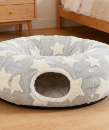 Tunnel Toy Pet Round Bed - Washable Round Hide-and-Seek Cat Bed
