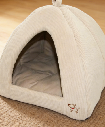 Tent-Style Insulated Plush Pet Bed - Round Soft Pet House Mattress