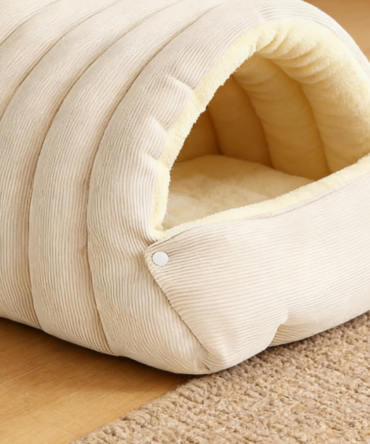 Winter Insulated Plush Pet Bed - Thickened Plush Covered Cave Bed
