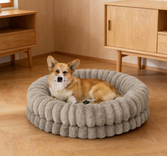 Luxury Pet Round Bed - 30-inch Orthopedic Non-Slip Washable Dog Bed