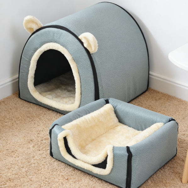 Two-Way Insulated Plush Pet Bed - Removable and Washable Splash-Proof Pet House - Image 2