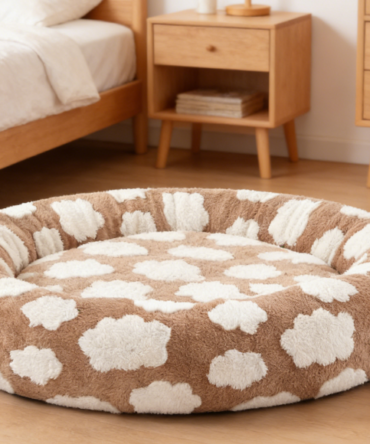 Cute Pet Round Bed - Removable Washable Orthopedic Donut Jacquard Dog Bed