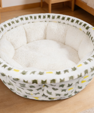 Pet Round Bed - Ultra Soft Fluffy Machine Washable Donut Bed