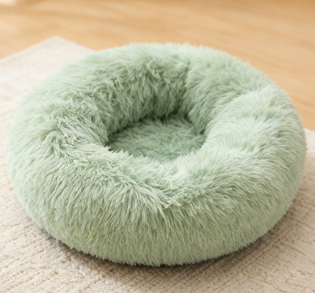 Fluffy Round Pet Bed - Thickened Plush Round Washable Cat and Dog Bed