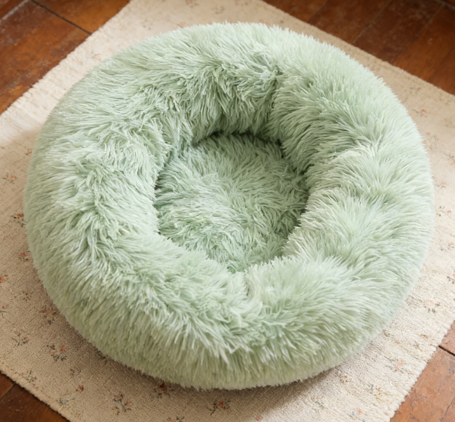 Fluffy Round Pet Bed - Thickened Plush Round Washable Cat and Dog Bed - Image 3