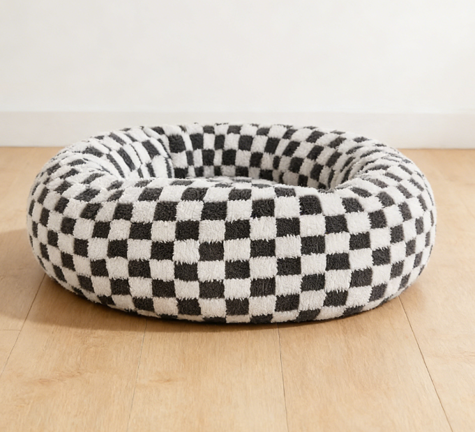 Stylish Pet Round Bed - Soothing Non-Slip Machine Washable Donut Dog Cat Bed